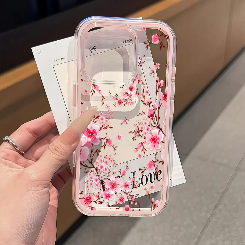 Durable Cute Peach Blossom Clear Phone Case Cover