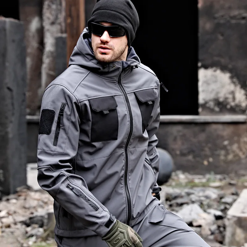 Autumn and Winter Sharkskin Tactical Soft Shell Hardshell Windbreaker Waterproof Outdoor Coat