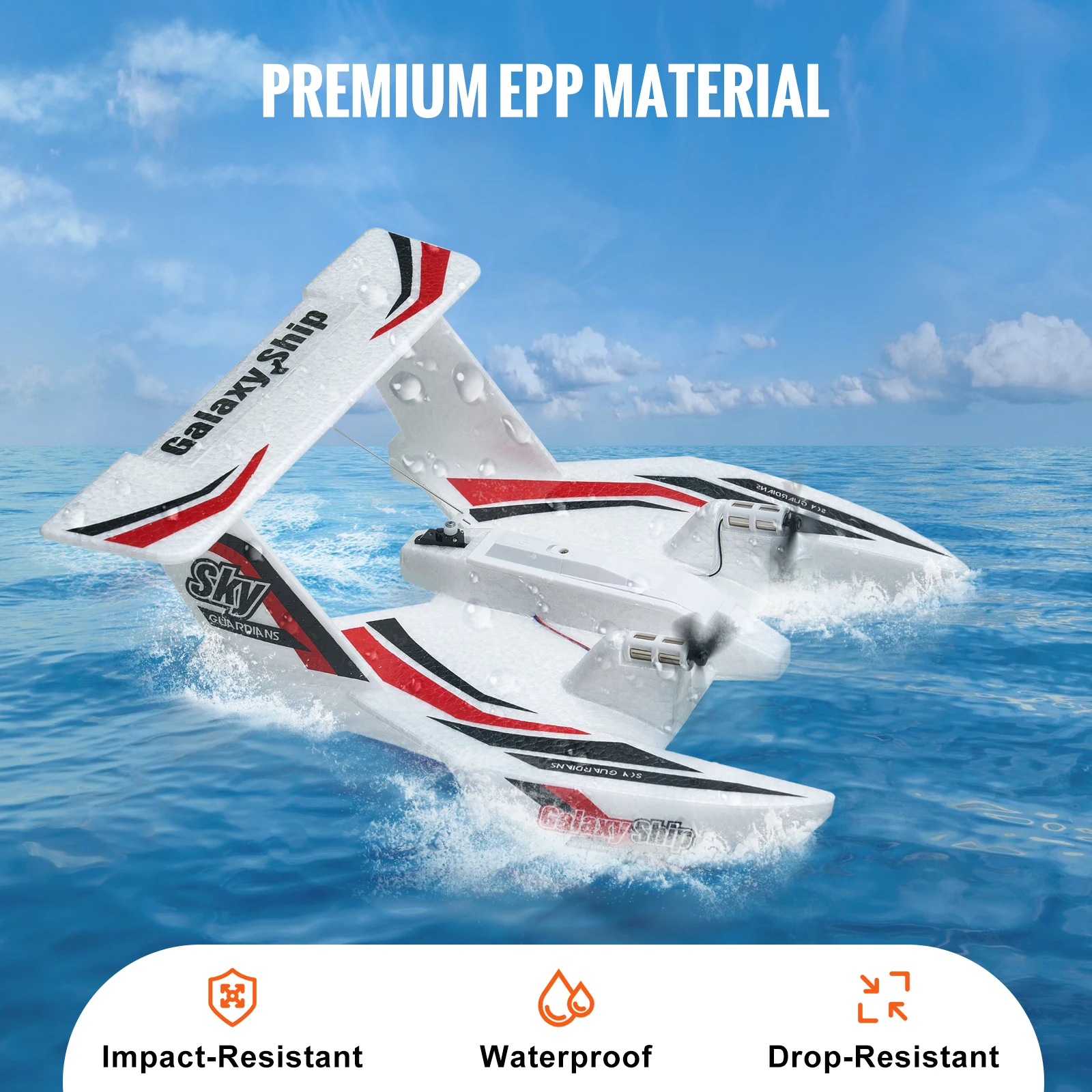 VEVOR EPP Foam RC Plane 2.4G 3CH  Radio Control Aircraft Sea And Air RC Glider Water Land Flying Airplane Toys Gift For Boys 6