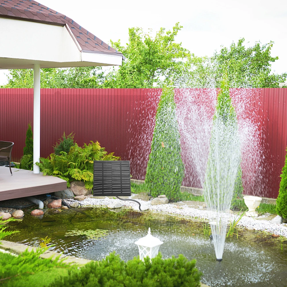 Solar Water Pond Pump Easy Installation with 6 Nozzles Water Pump Powered Panel Kit Decorative Props Portable for Outdoor Garden