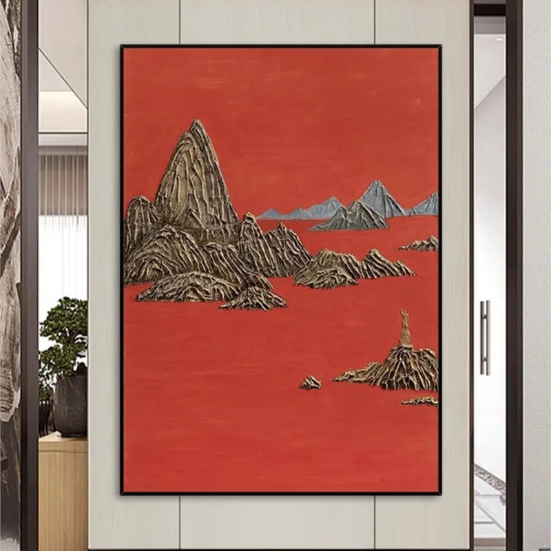 

Handmade Painting Back to Jinshan Hallway Decorative 3D Gold and Silver Mountain Living Room Background Wall Hanging