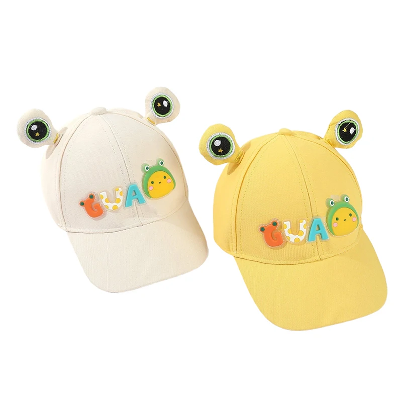 1 Piece Sunshade With Ears Boys Girls Fisherman Hat Cartoon Little Frog Baby Baseball Cap Sun Protection Kids Sun Visor Hats