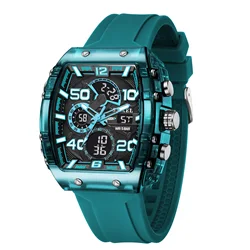 SMAEL Waterproof Dual Display Square Luminous Men's Watch (LIGHT BLUE)