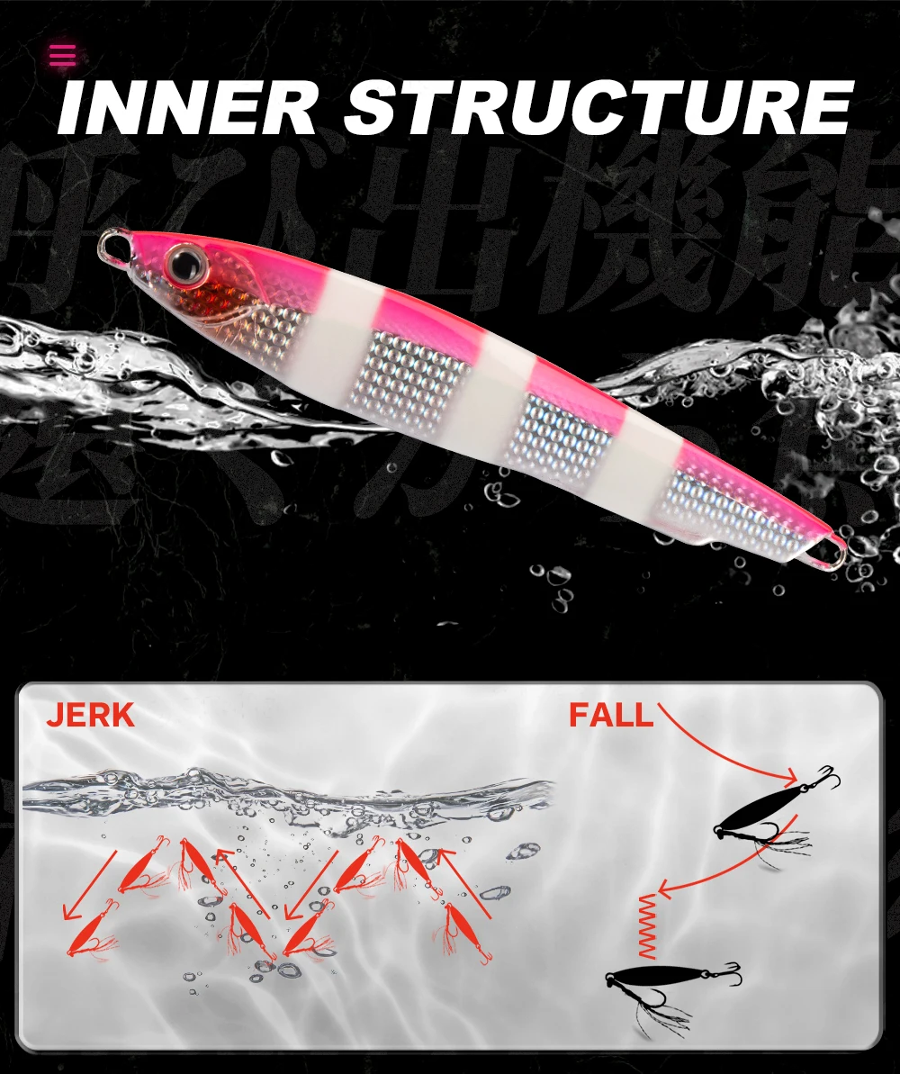 Hunthouse Metall-Jig, blendender Köder, langsames Guss, sinkendes Jigging, harter Köder, Löffel, drehend, 15/20/27,5/36 g, Trolling, Wolfsbarsch, Forellenfisch – Detail 8