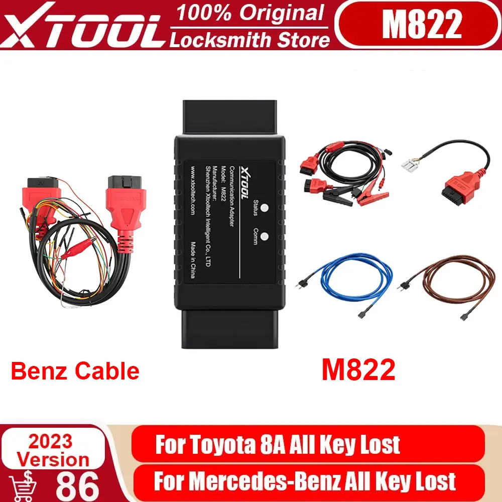 

XTOOL M822 Adapter For Toyota 8A AIl Key Lost Programming Need Work With KC501 Programmer&KS-1 Emulator For X100PAD3 X100MAX