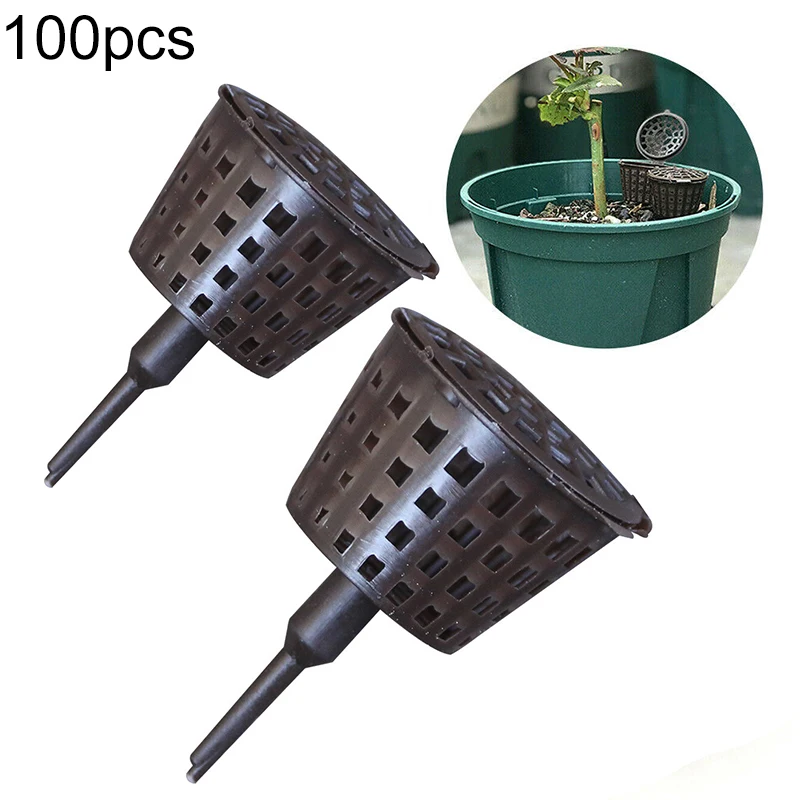 Plant Fertilizer Baskets With Lid Orchid Cultivate Park Root Nursery Pots Bonsai Portable Automatic Fertilizer Pot Box 100Pcs fertilizer basket box