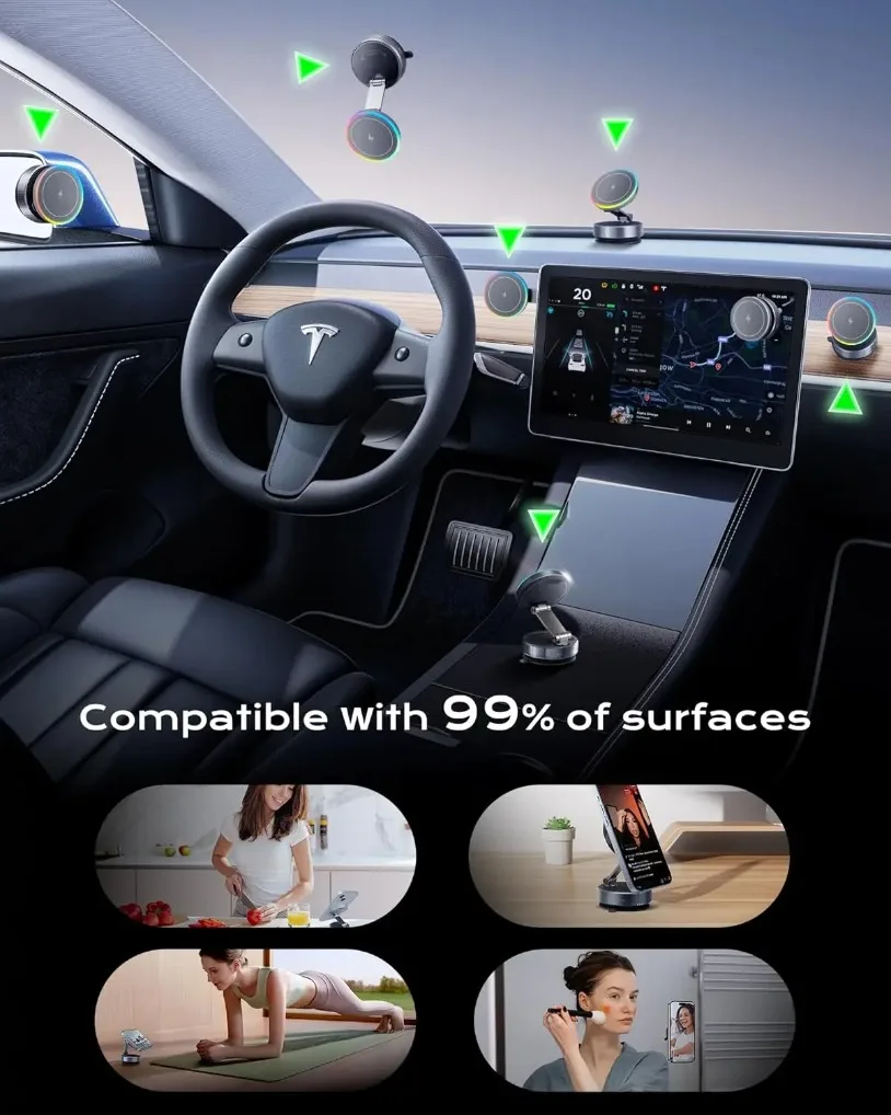 15W Magnetic Car Wireless Charger Vacuum Phone Holder for Magsafe Suction Cup for iPhone 17-12 Pro Max Fast Charging Stand