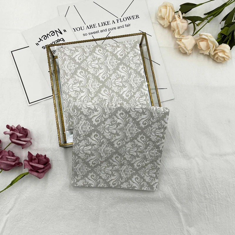 10/20pcs/Pac 2-Ply Colourful Printed Napkin High-grade European Silver Flower Wedding Folding Wine Glass Flower Paper Placemat