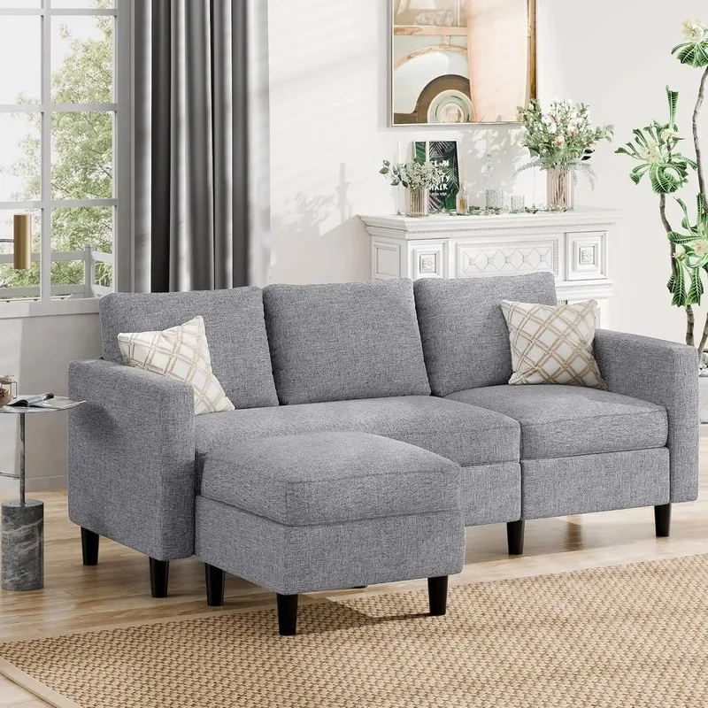 ⭐︎ぎょむ⭐︎ソファ オットマン付きコンバーチブルL字型セクショナルソファ、小さな