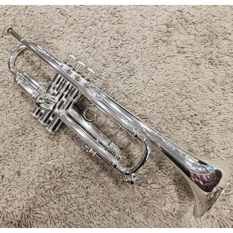 Professional AB190S Trumpet Silver Plated Gold Trumpete Musical Instruments with Big Original Case