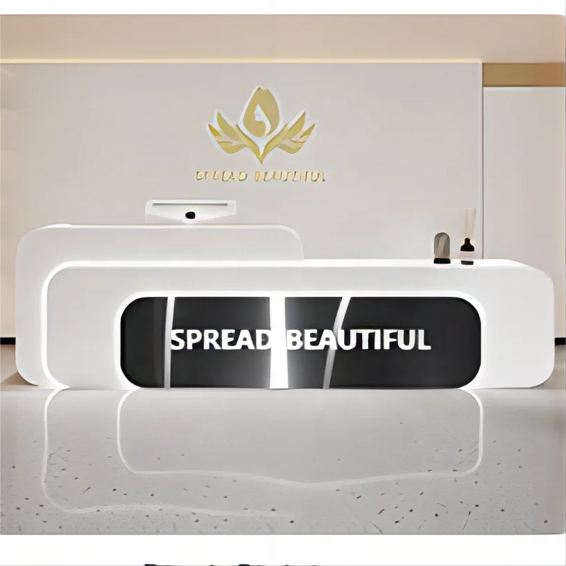 Modern Simple Company Reception Desk for Office Building Hotel Beauty Salon Milk Tea Shop Barber Shop Cashier Counter Made Wood