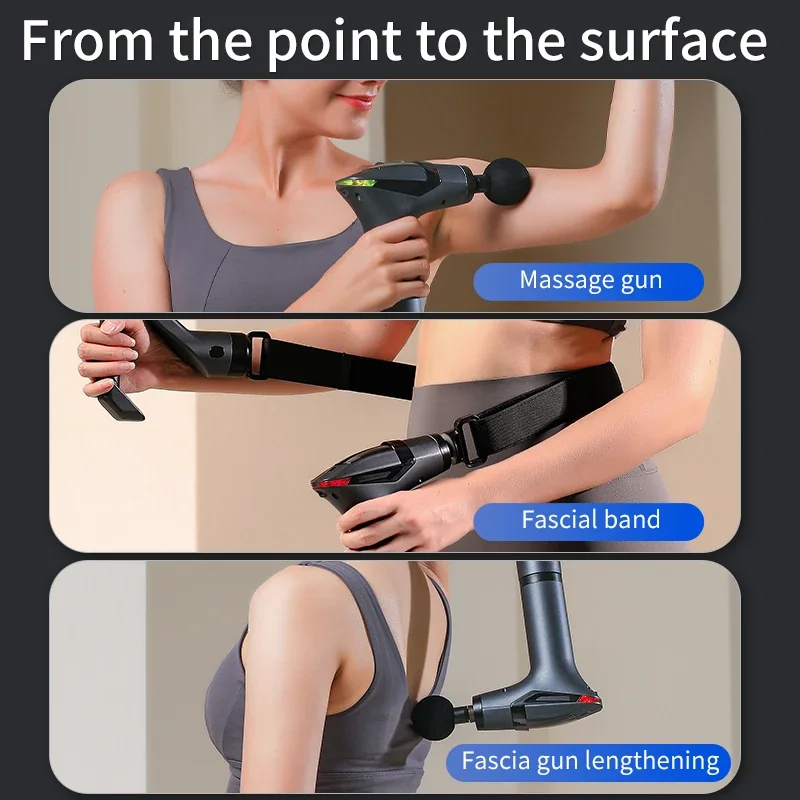 Electric Massager Multifunctional Muscle Relaxation Long-handle Massage Remission Tissue Percussion Body Electric Massage Gun
