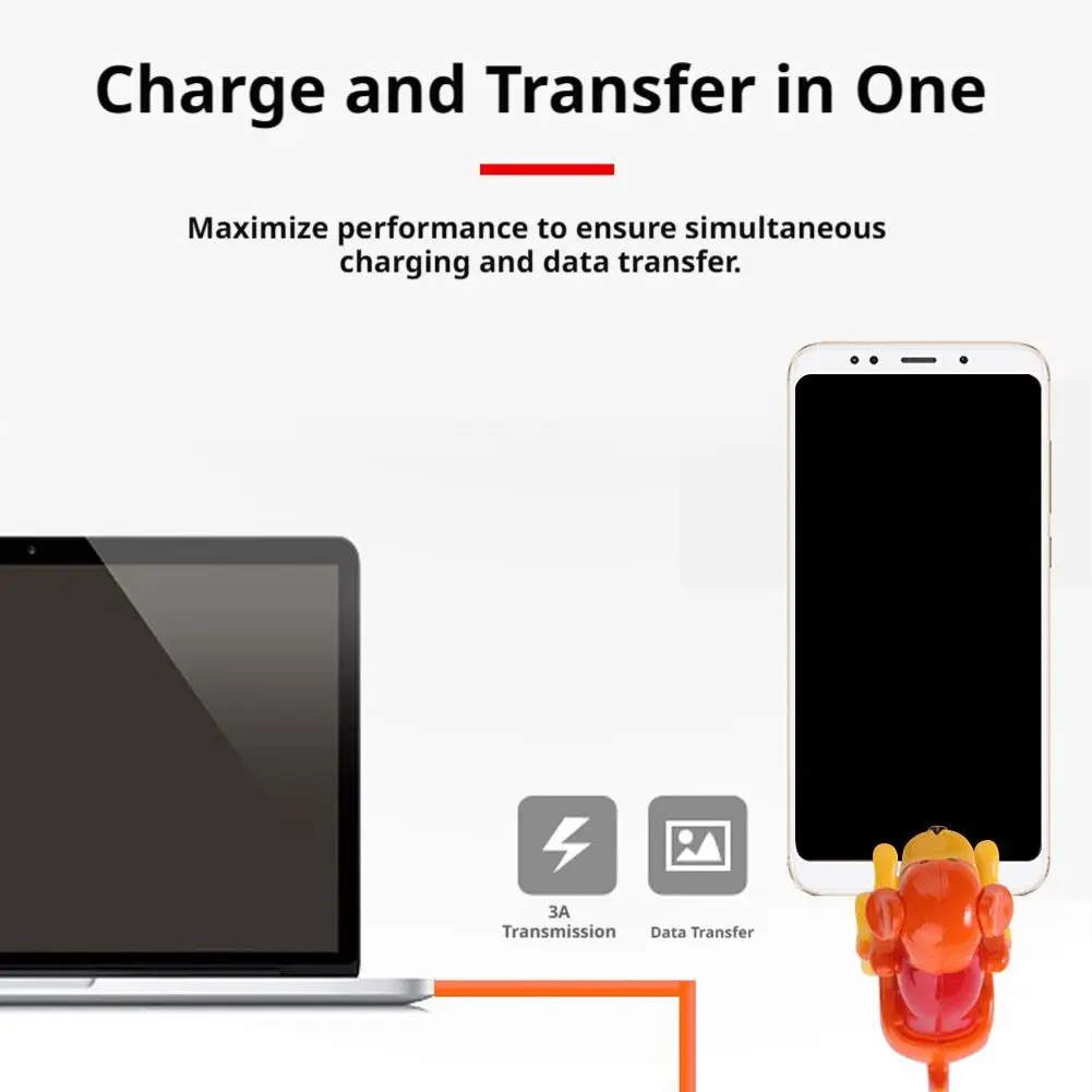 참신한 흔들흔들 강아지 모양 충전 케이블, 1.2m USB-C 고속 충전 및 데이터 전송 코드, 재미있는 인터랙티브 장난감 스타일 케이블