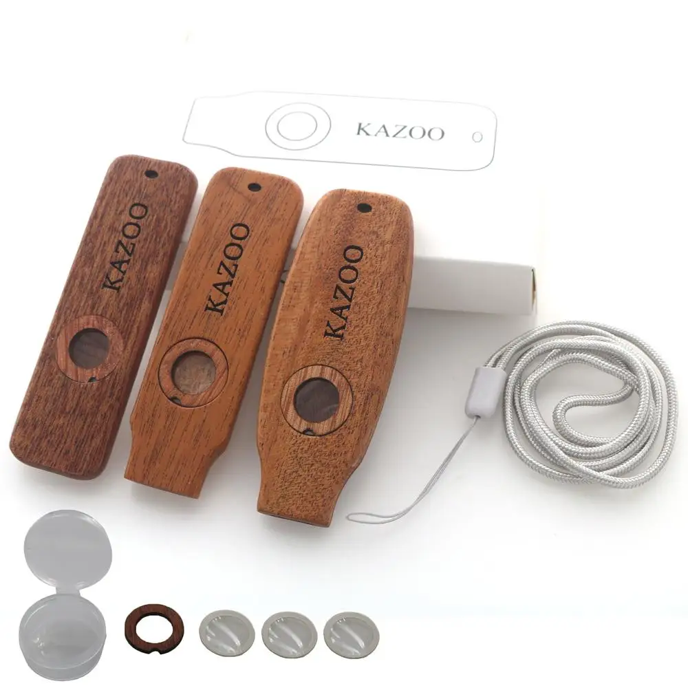 Wooden Kazoos Wooden Kazoo Flute for Beginners Professional Accompaniment Kazoo with Diaphragm Musical Instrument for Acoustic Guitar Ukulele