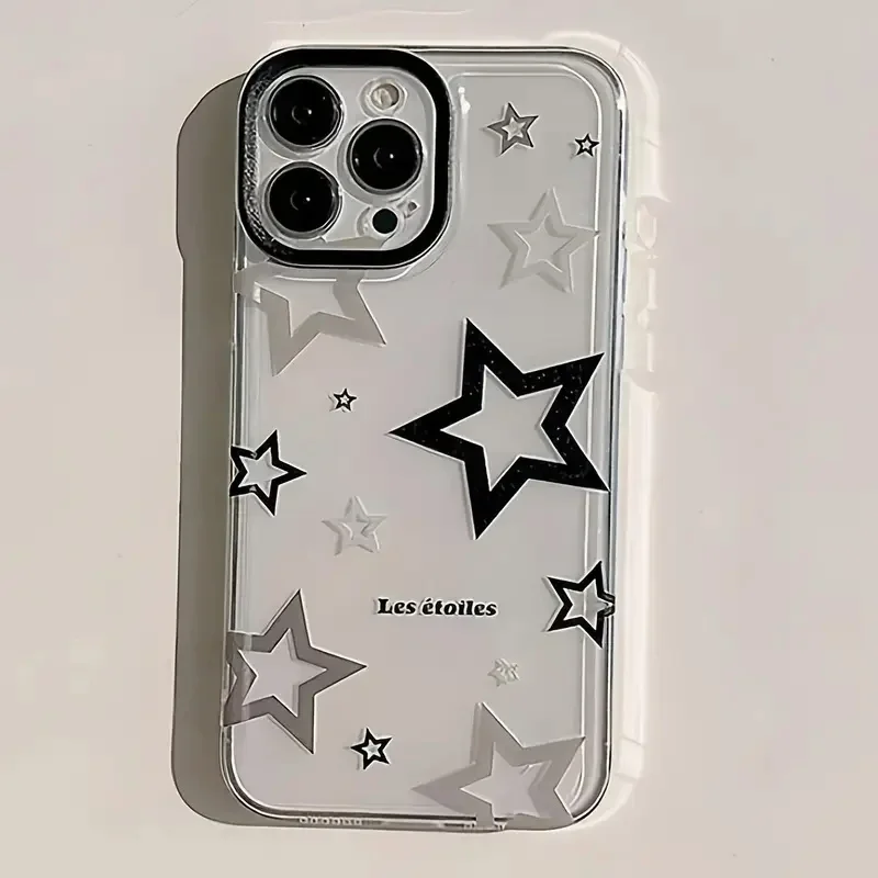 Sleek Black and Gray Star Design Protective Phone Case