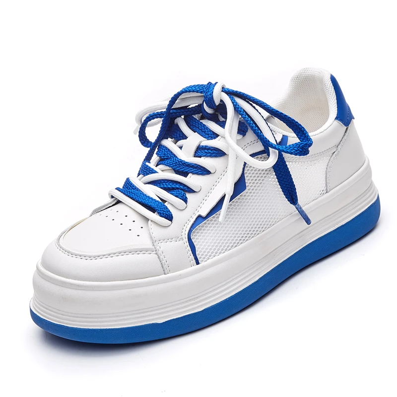 

. ShoesHot New Genuine Leather Shoes Women Sneakers Lace Up Mesh Breathable Small White Shoes Casual Footwear Summer Shoes