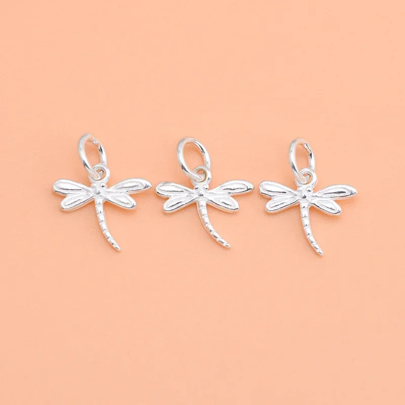 

S925 Sterling silver Small Dragonfly pendant Handmade diy beaded crystal bracelet jewelry accessories for women
