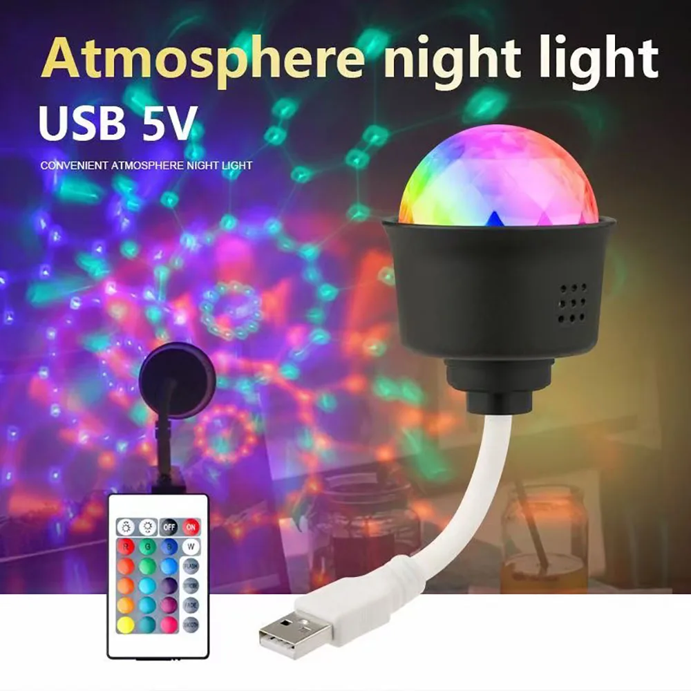 

USB Plug charging Portable Disco Party Lighting 5V RGB Remote Control Dimmer Lights Available For Holiday Parties Birthday Gifts