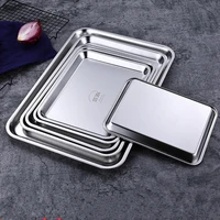 304 Thicked Stainless Steel Food Storage Tray Rectangle Oven Cake Bread Plate Flat Bottom Dishes Kitchen Tools 2