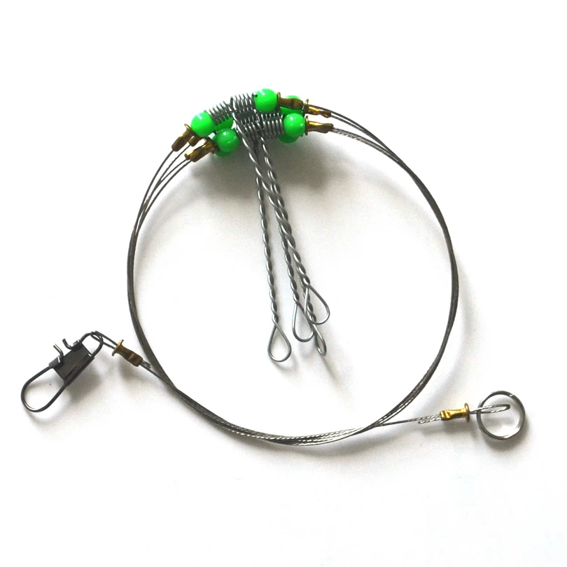 MNFT 5set String Fishing Hooks 4 Steel Wire Swivels Connection