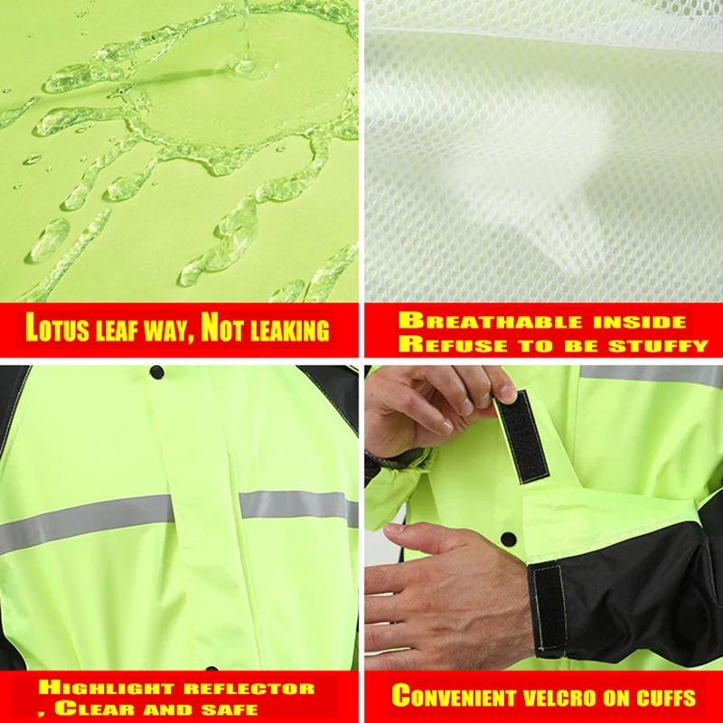 Motorcycle Raincoat Adult Suit Thickening Double-deck Fashion Outdoor Cycling Reflection Prevention Rainstorm Raincoat Rain Pant