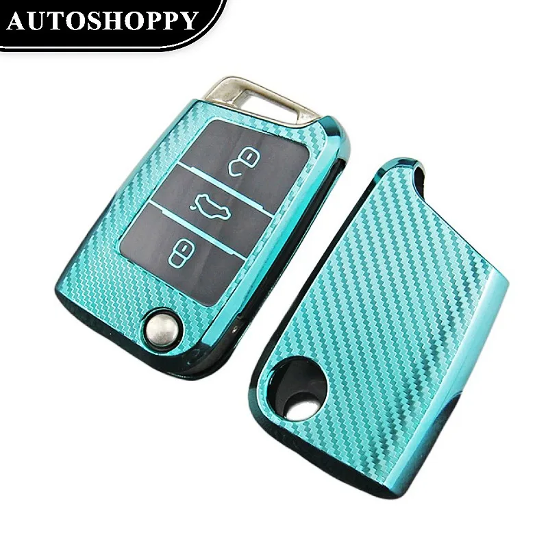 

New Car Key Case Cover For Volkswagen VW Polo Golf7 MK7 Tiguan Passat For Skoda Octavia Kodiaq Karoq For Seat Ateca Leon Key Bag