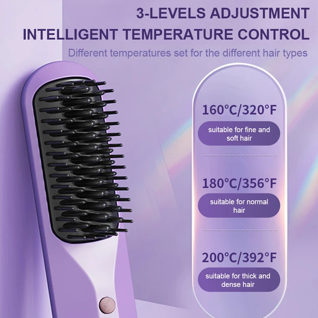Cordless Electric Hair Brushes Straightener Brush  Heat Comb for Women Travel Portable Dryer and Straightening Brush Styler - Image 2