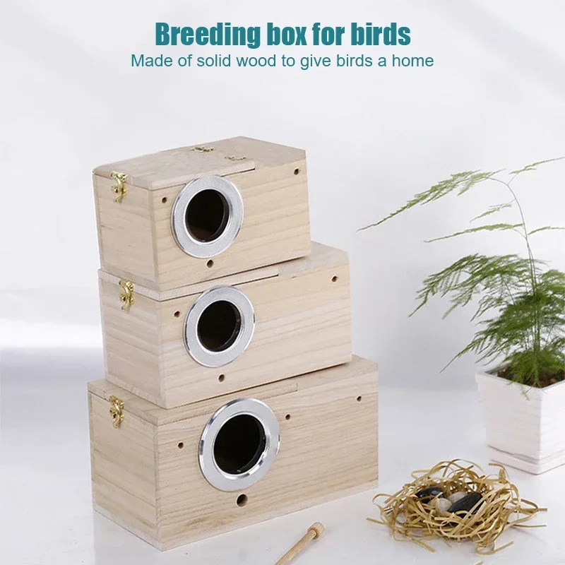 Wood Bird Breeding Box Parakeet Nest Box Budgie Cage Wood Pet Bird House For Parrot Lovebirds Finch Pet Supplies bird house,bird nest