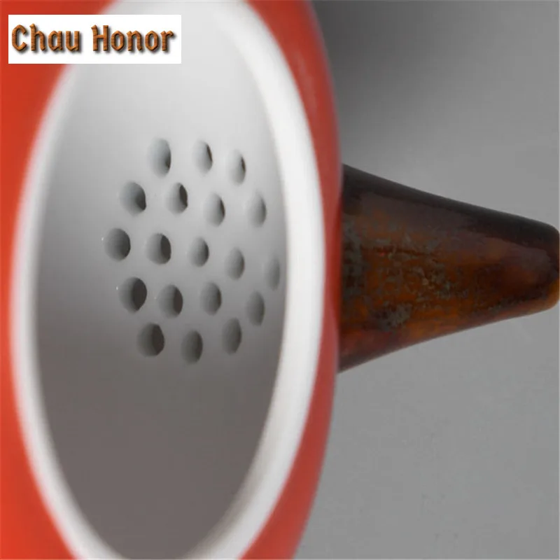 270ml Retro Handmade Persimmon Ceramic Teapot Vermilion Glaze Kung Fu Tea Personal Master Pots Customized Teaware Gift Packaging