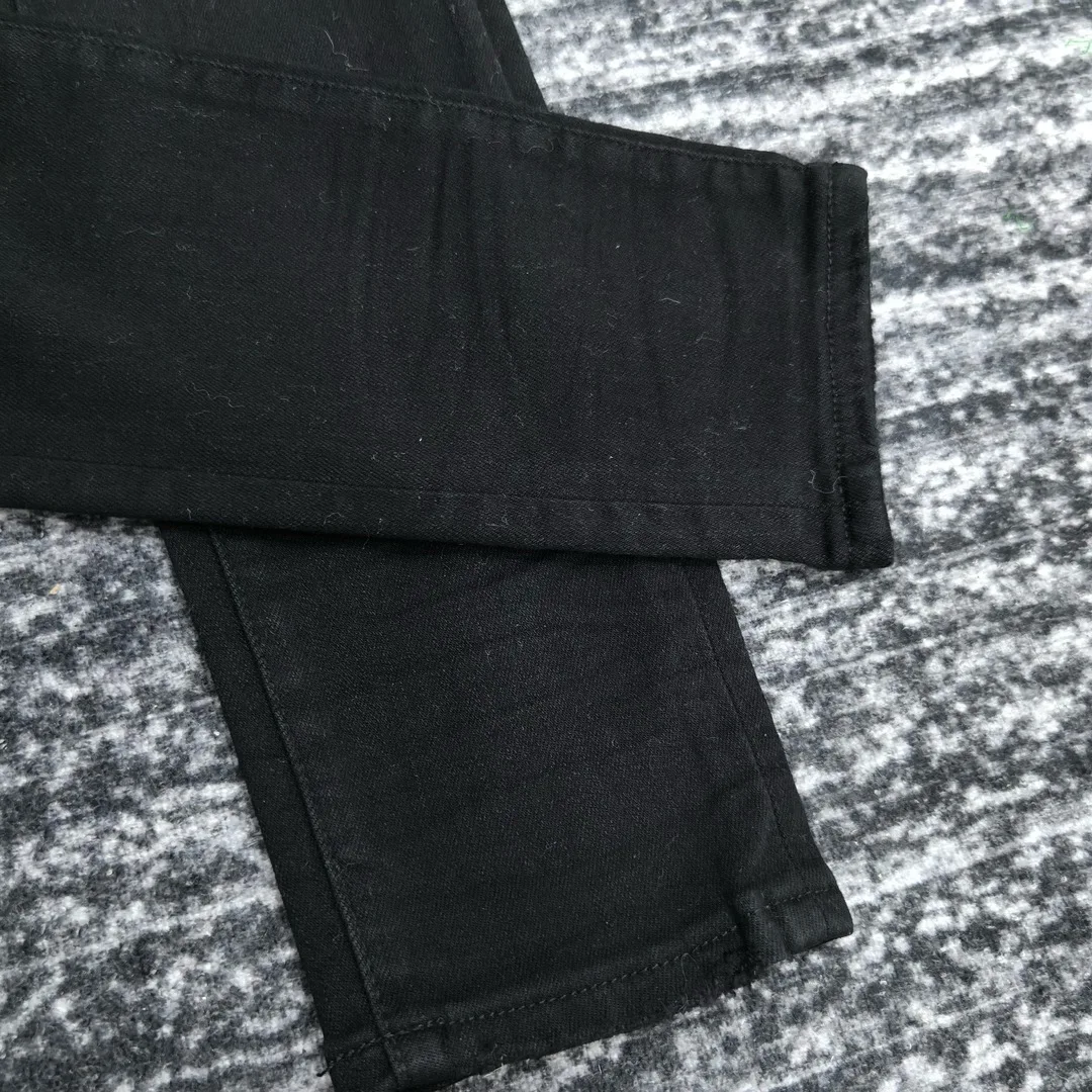 men paisley florals prints leather ribbed patch distressed black jeans 6