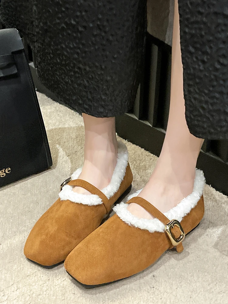 

Женская элегантная повседневная обувь, лоферы с круглым носком, новый зимний мокасин в стиле ретро с резиновой пряжкой