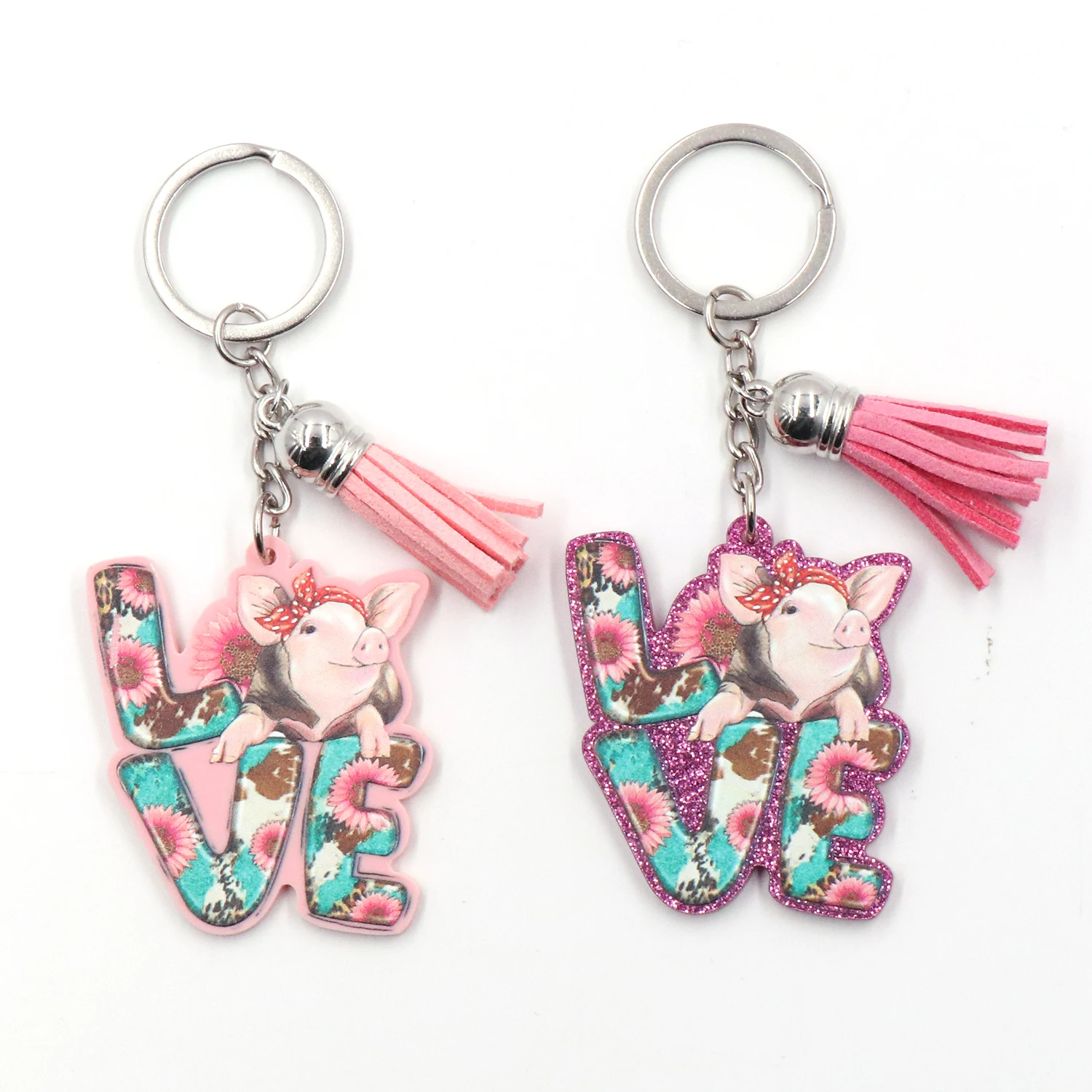 1piece New product CN LOVE pig TRENDY Valentine's Day  Acrylic Keychain