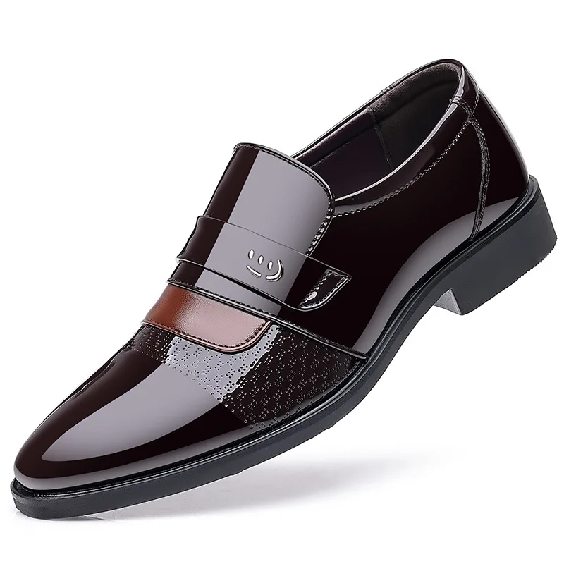 Leather Shoes Men Casual Business Dress Shoes Slip on Office Oxford Shoe Soft-Soled Wedding Footwear Office Classic