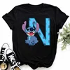 Disney Lilo & Stitch A-Z English Letters Short Sleeve Women Print T Shirt Casual Female Top Tshirts Cartoon Tee T-Shirt 4