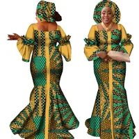 Robe africaine longue avec écharpe pour femmes, vêtements africains, design de mode, nouveau bazin, WY2347 1
