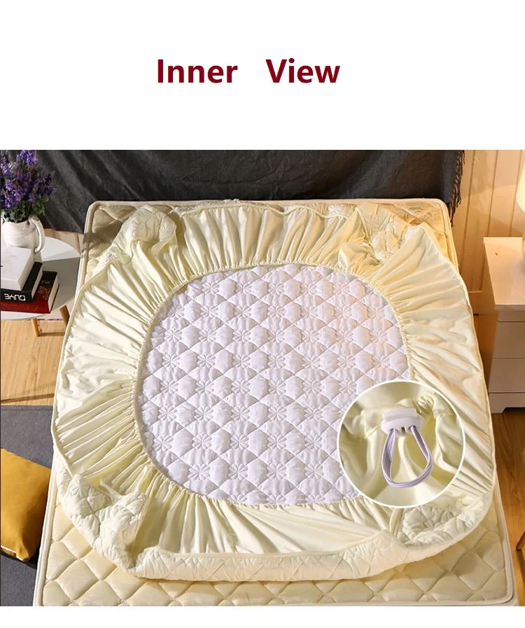 Thicken Quilted Mattress Cover King Queen Quilted Bed Fitted Bed Sheet Anti-Bacteria Mattress Topper Air-Permeable Bed Pad 6