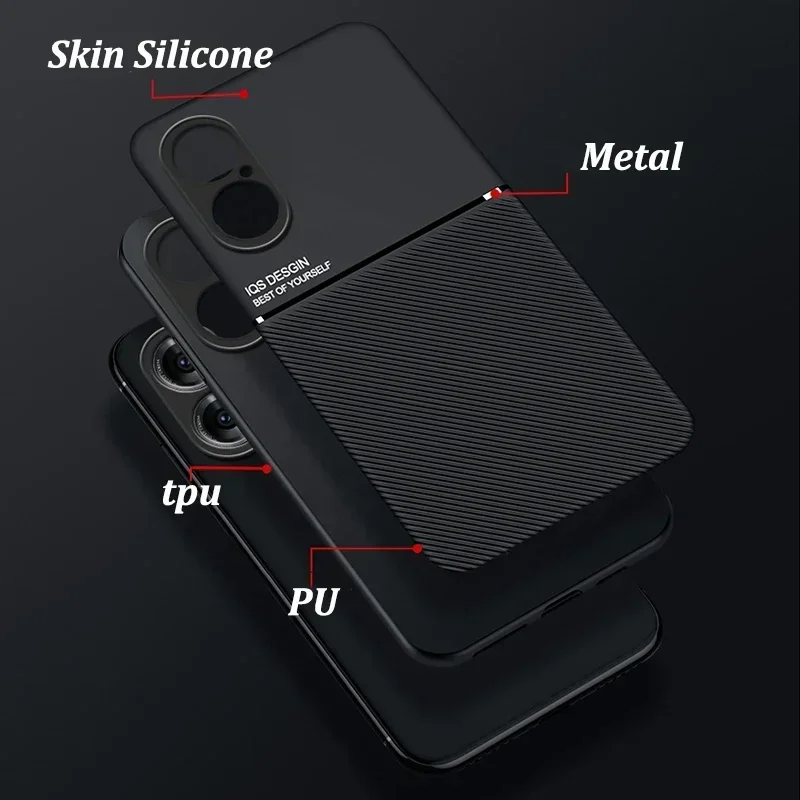PU Leather Magnetic Car Holder Soft Matte Protective Case with Full Camera Coverage and Bumper Protection