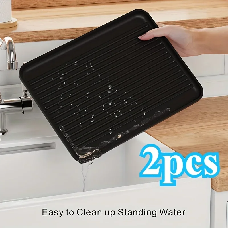 Storage Tray Water Tray Under-Sink Mat Waterproof Drip Tray Liner Kitchen Bathroom Cabinets Easy-Clean 2pcs