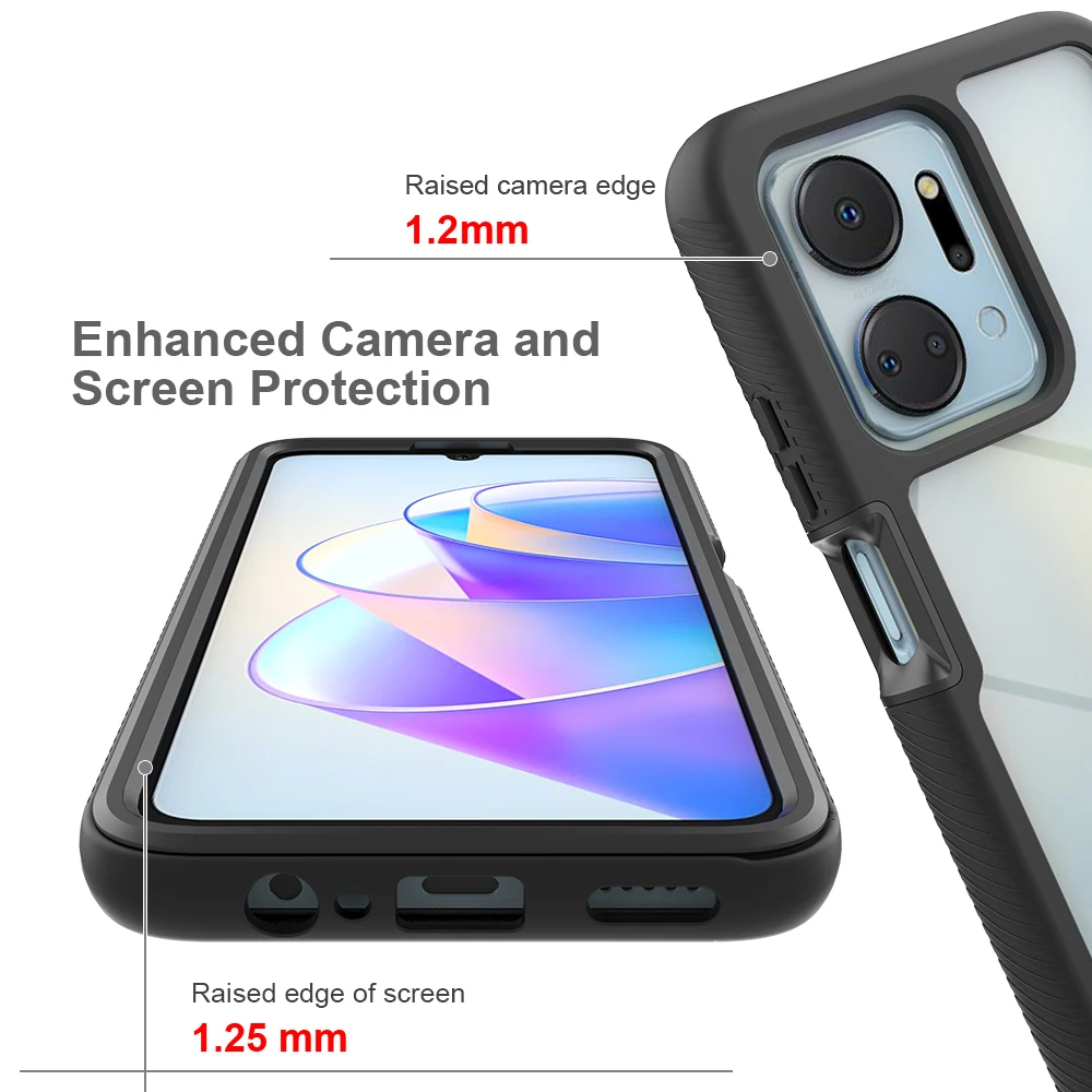 Shockproof Clear Phone Case with Built-in Screen Protector and Rugged TPU Bumper