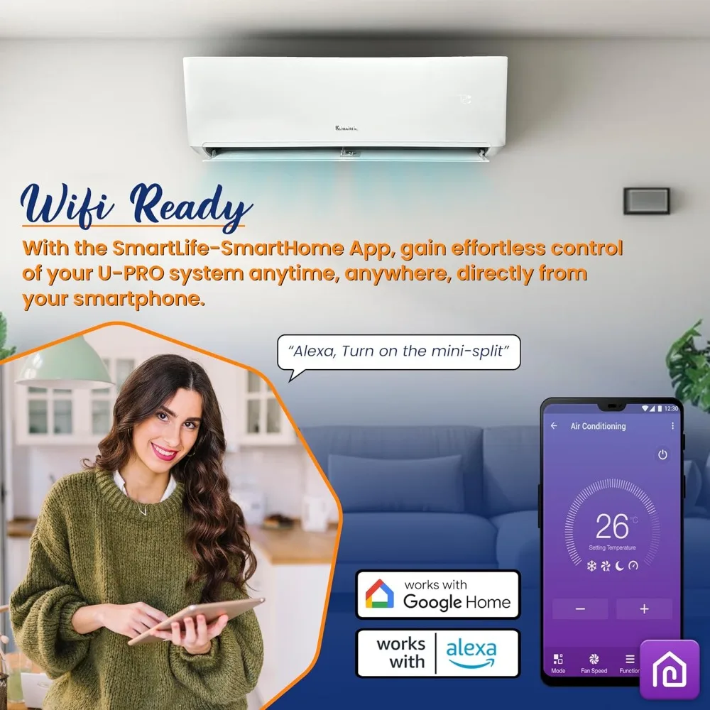 12,000 BTU 23 SEER2 Wall Mounted Ductless Mini Split Inverter A/C Heat Pump System w/ 16’ Installation Kit 6