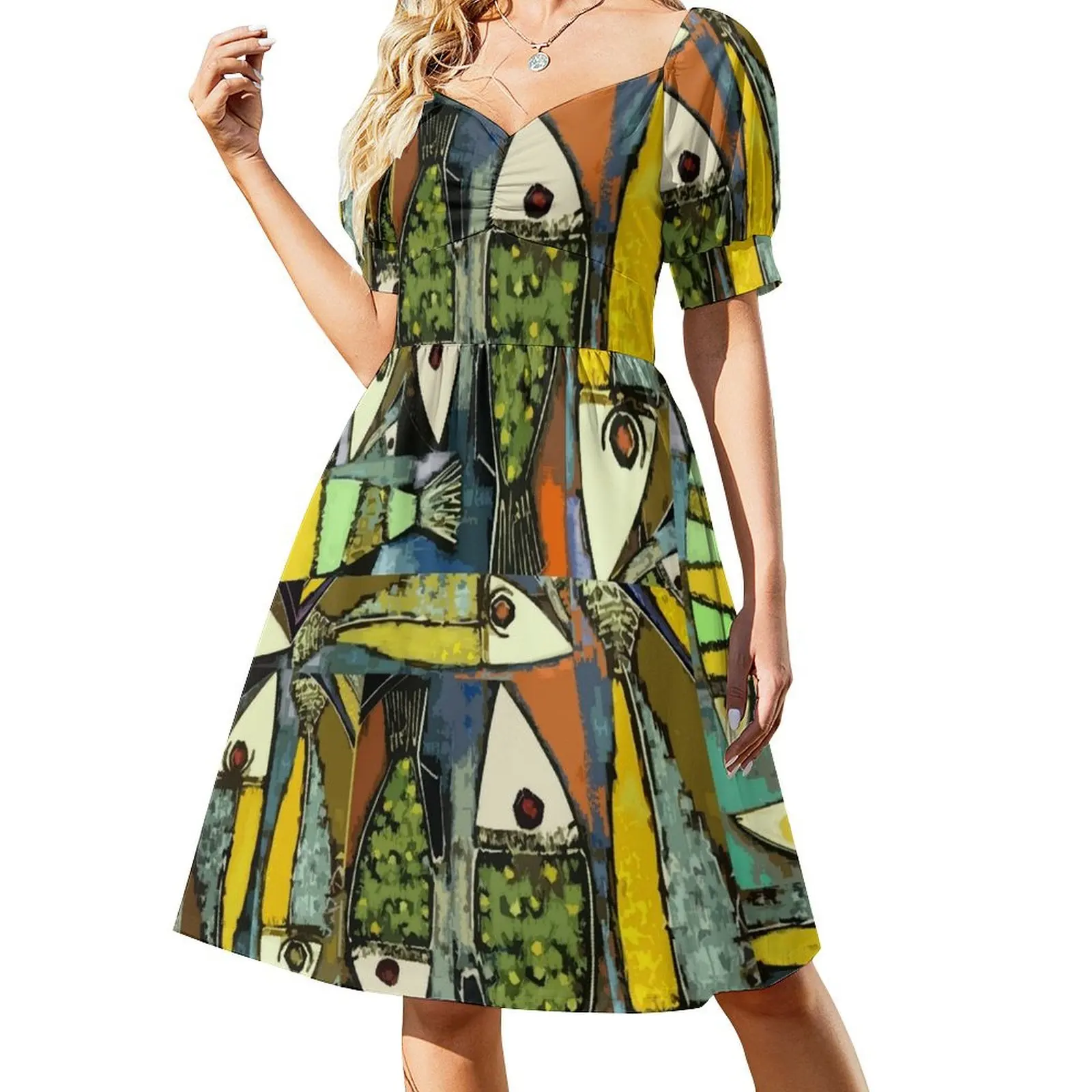 thumbnail image 1 of Vestido de manga corta FISHY, mono de verano para mujer, vestido de fiesta de lujo para mujer, falda para mujer, vestidos de noche, vestido, 1 of 7