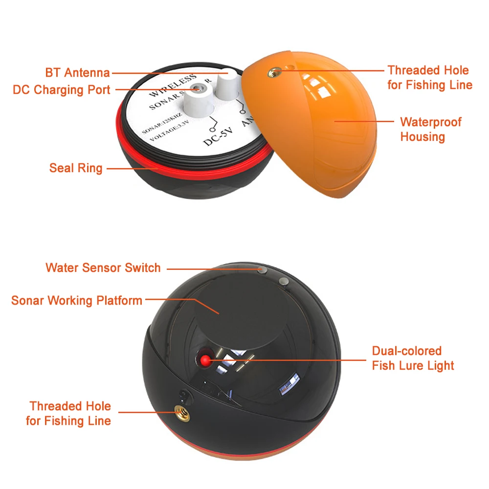 Wireless BT Smart Fish Finder Portable Sonar Fishfinder Echo