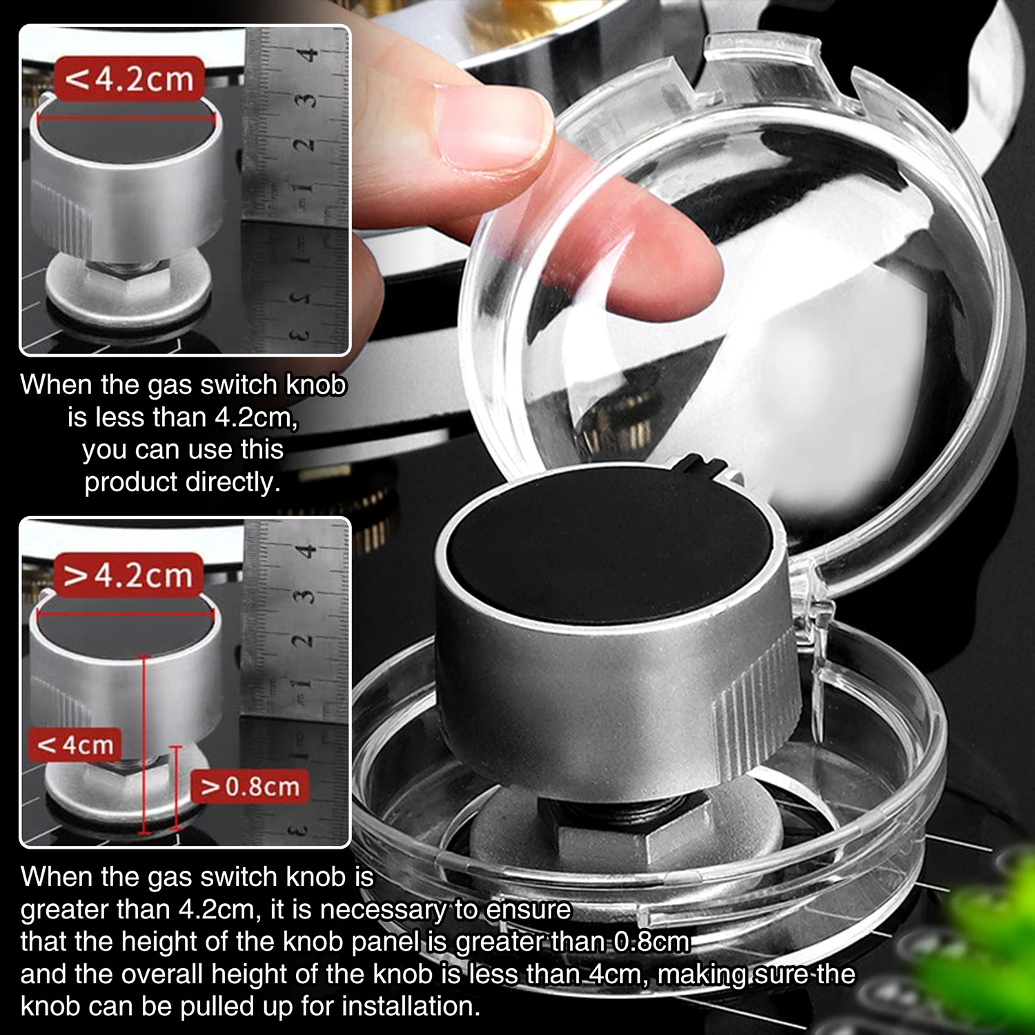 6Pcs Black Transparent Safe Stove Knob Covers Upgraded Buckle Design Universal Size Safe Gas Oven Knob Covers Kitchen Cookware
