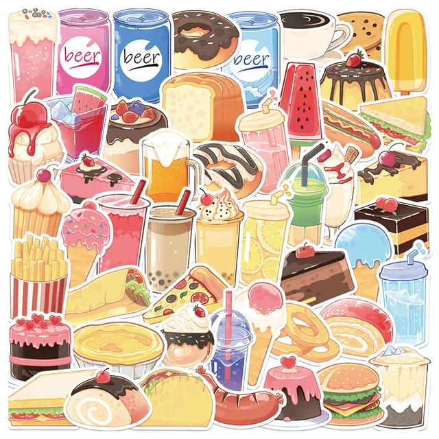 50pcs cute Food Stickers For scrapbooking on Notebooks Stationery craft  supplies