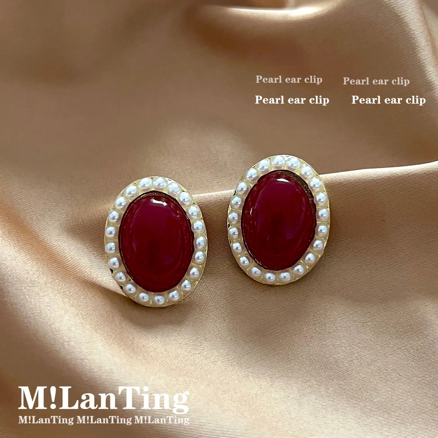 Ear Clip Earrings Clip Earrings Ear Clip Ear Accessories Vintage Red Women's Fashion High-grade Light Luxury