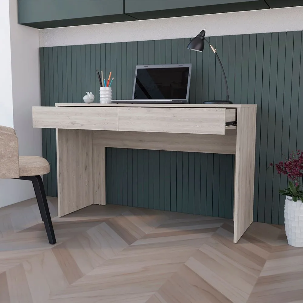Computer Desk Aberdeen, Two Drawers, Designed with Black, Smokey Oak or Light Gray Manufactured Wood FinishComputer Desks 4