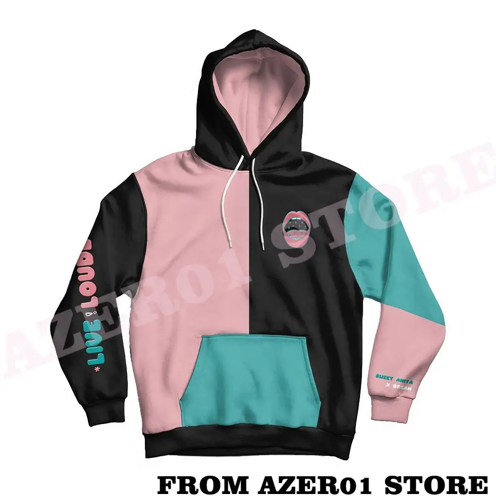 

Толстовка с капюшоном для мужчин и женщин, милая Анита Sweetanita DREAM X LIVE громкая, с цветными блоками, Merch, костюм на осень и зиму