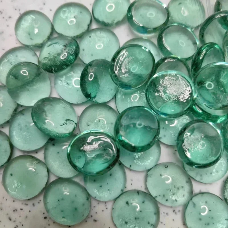 thumbnail image 1 of 80 g/2,82 oz 15-25 mm Perlas de vidrio translúcidas Mosaicos redondos planos para manualidades de bricolaje Material de color cremoso irisado transparente, 1 of 5