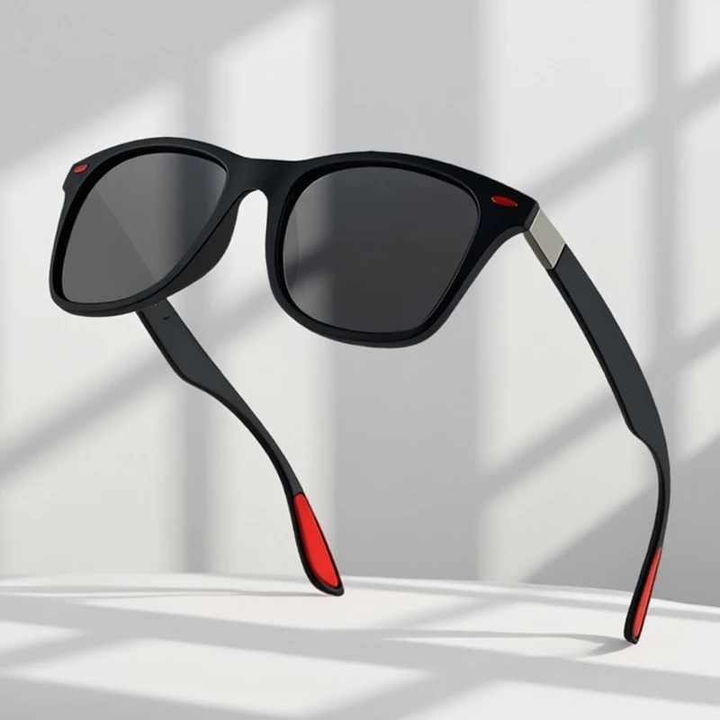 Lunettes de soleil polarisées classiques carrées pour conduite voyage - Protection UV400 unisexe