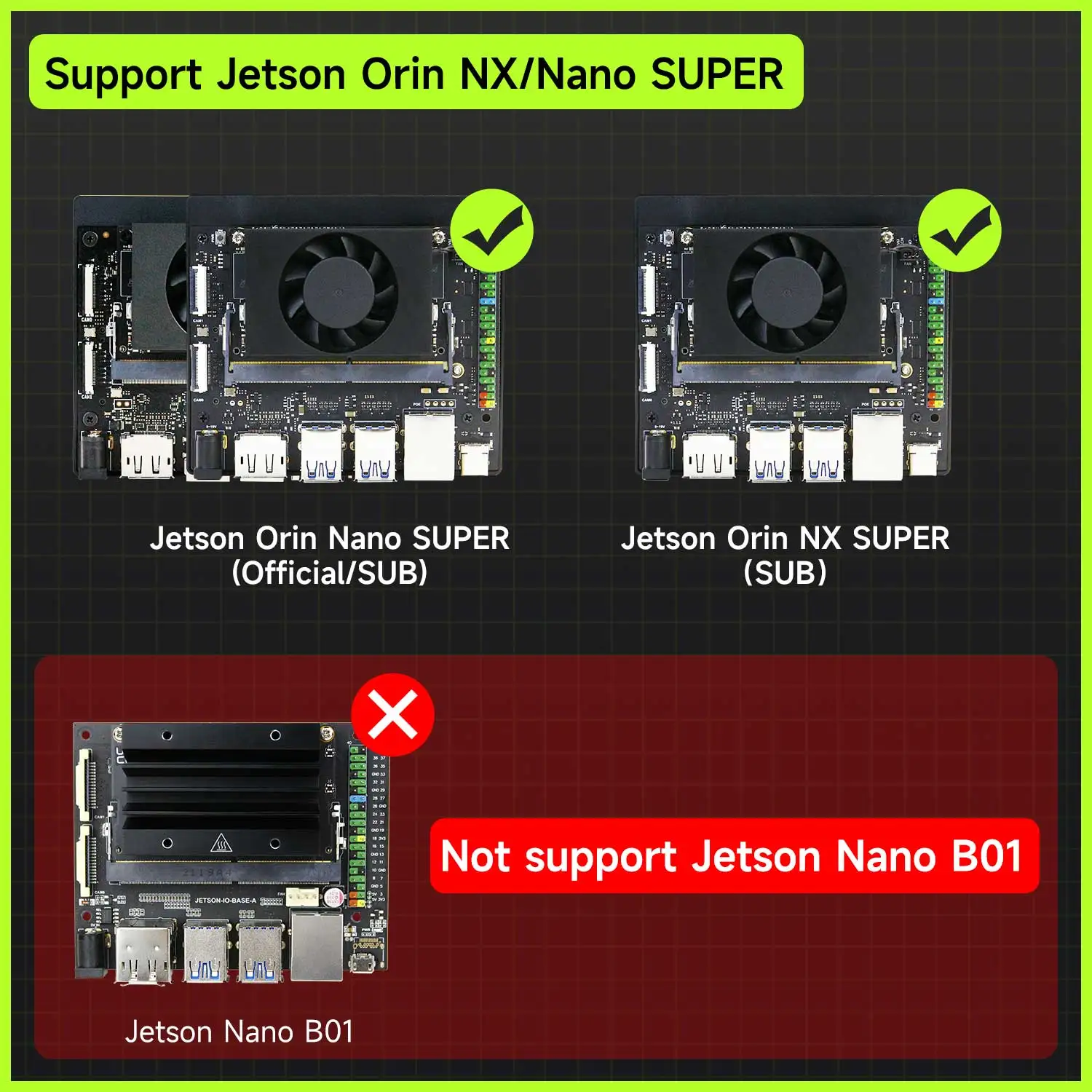 Jetson Aluminum Heatsink Cooling Fan Speed Adjustable with Bracket for Jetson Orin NX SUPER/Orin Nano SUPER/Xavier NX Board
